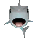 a shark with its mouth open and its tongue hanging out .