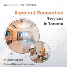 an ad for repairs and renovations in toronto