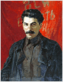 a painting of a man with a mustache has the name kykladel on it