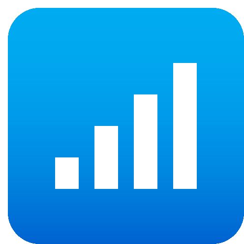 a blue app icon with a graph on it