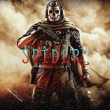 a poster of a soldier with the word spider written in red