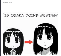 a black and white drawing of a girl with the words " is osaka doing mewing " below it