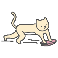 a cartoon drawing of a cat cleaning a blanket