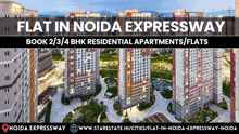 an advertisement for flats in noida expressway book 2/3/4 bhk residential apartments/flats