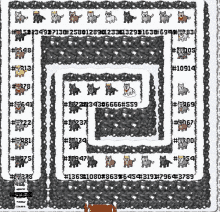 a maze with a lot of cats and dogs and numbers