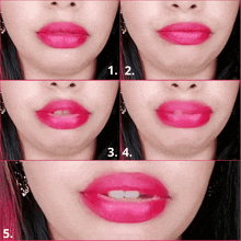 four images of a woman 's lips with the numbers 1 2 3 4 and 5