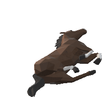 a low poly horse is jumping in the air on its hind legs