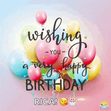 a birthday card wishing a very happy birthday to rica