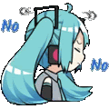 a sticker of hatsune miku wearing headphones and sleeping .