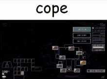 a computer screen with the word cope on top