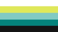 a yellow , blue , and black striped background with a white stripe in the middle .