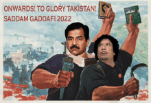 a poster that says onwards to glory pakistan with two men