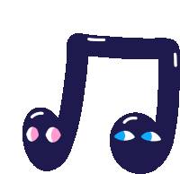 a cartoon illustration of a music note with eyes