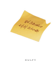 a yellow sticky note with a handwritten message in a foreign language