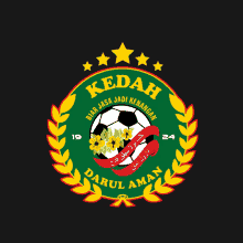 a logo for kedah darul aman has a soccer ball in the center