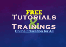 a sign that says free tutorials and trainings