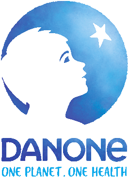 a logo for danone one planet one health with a silhouette of a child