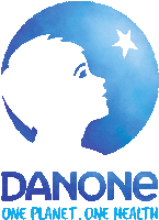 a logo for danone one planet one health with a silhouette of a child