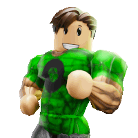 a cartoon character is wearing a green shirt with a black o on it