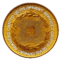 a gold coin that says services crypto development