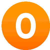 an orange circle with a white letter o in it