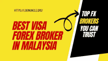 a yellow and black banner says best visa forex broker in malaysia