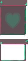 a purple box with a green heart on it and a green star on it .