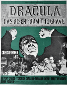 a movie poster for dracula has risen from the grave starring christopher lee