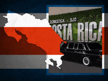 a car is parked in front of a costa rica sign