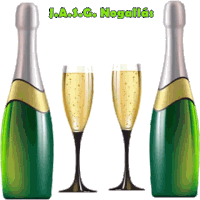 two bottles of champagne and two glasses of champagne with j.a.s.g. nogallat written above them