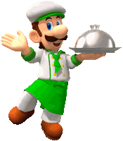 a cartoon character is dressed as a chef and holding a silver dome