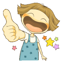 a cartoon girl is giving a thumbs up and smiling