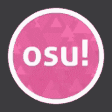 a pink circle with white letters that says osu on it