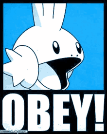 a poster that says obey on it with a bunny on it