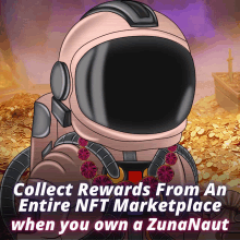 a poster that says collect rewards from an entire nft marketplace when you own a zumanaut