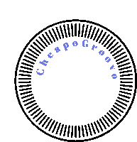 a black and white circle with the words cheapo groove inside