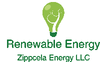 renewable energy zippcela energy llc logo with a green light bulb