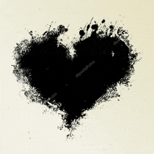 a black heart made of ink on a white background .