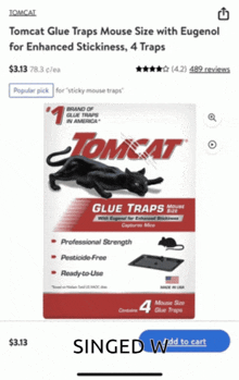 a tomcat glue traps mouse size with eugenol for enhanced stickiness