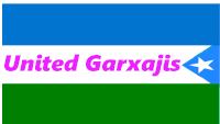 a blue green and white flag with the words united garxajjs on it