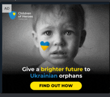 an ad for children of heroes shows a child with a heart on his face