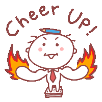 a cheer up sign with a cartoon character