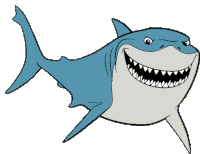 a cartoon drawing of a shark with big teeth