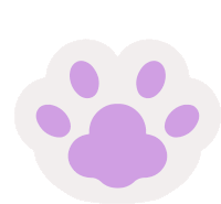 a purple paw print on a white background