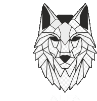 a drawing of a wolf 's head with the word alfa below it