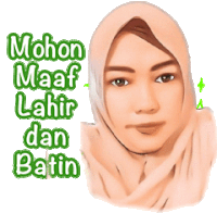 a cartoon of a woman wearing a hijab with the words mohon maaf lahir dan batin