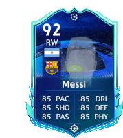 a soccer card for messi has a picture of a stadium on it