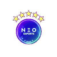 a logo for neo esports with five stars on top