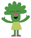 a green cartoon character is standing with his arms outstretched and a pink nose .