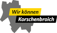 a black and yellow sign that says wir können korschenbroich on it